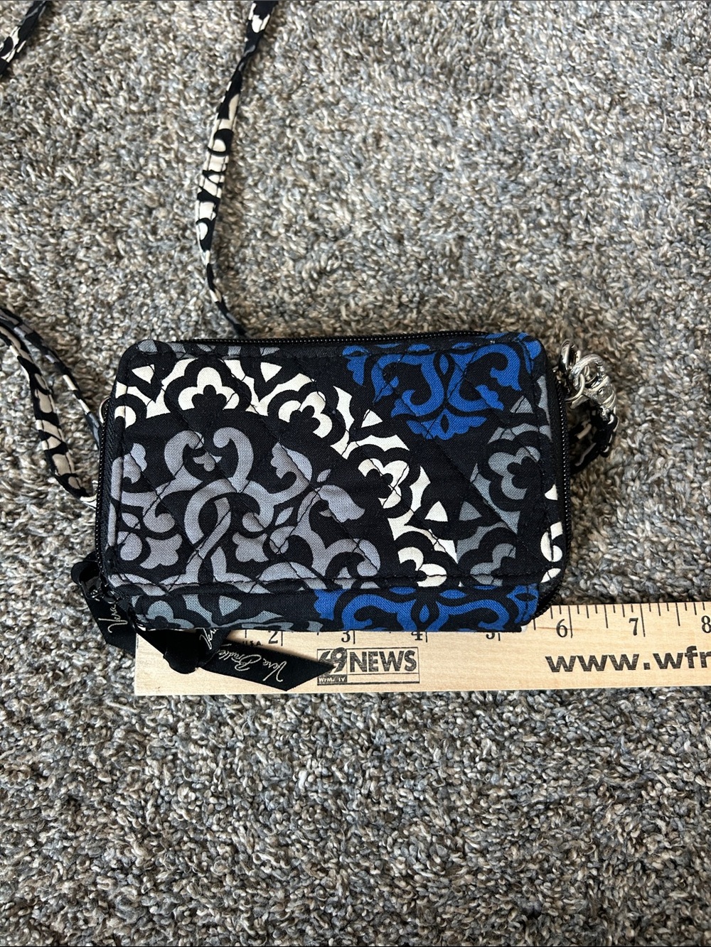 Vera Bradley Black White and Blue Quilted Crossbody with Wallet - Picture 4 of 9
